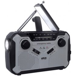 SILVA Schneider SOS 112 vanjski radio UKW (1014), MW (1018) radio za hitne slučajeve funkcija punjenja baterije, ručna obrtaljka, solarni panel, džepna svjetiljka, mogućnost punjenja crna/srebrna Cene