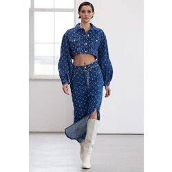 Trendyol Limited Edition Blue Textured Fabric Maxi Denim Skirt Cene