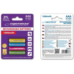 Esperanza PILHAS RECARREGÁVEIS ​​AAA 1000MAH, PACOTE COM 4 UNIDADES, CORES SORTIDAS., (5000261558) Cene