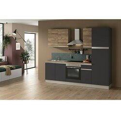 Marinelli Cucine Montažna kuhinja Ametista (Širina: 250 cm, Antracit/orah, S električnim uređajima, Sudoper na desnoj strani) Cene
