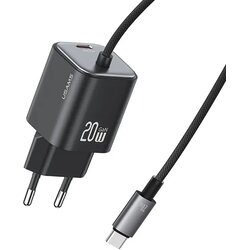 Usams CC261 20W GaN Mini 2C Dual-port Fast punjač sa Type-C kablom (EU) black Cene