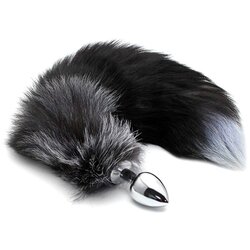 Alive Black and White Fox Tail Anal Pleasure M Cene