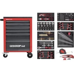 Gedore red Delavniški voziček MECHANIK, napolnjen, 6 predalov, 119 kosov, rdeče/črne barve, VxŠxG 910 x 628 x 418 mm Cene