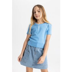 Defacto Girl Slim Fit Crew Neck Ribbon Basic Short Sleeve T-Shirt Cijene