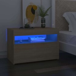 vidaXL noćni ormarić LED boja hrasta sonome 60 x 35 x 40 cm drveni Cijene