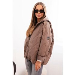 Kesi Włoski Women's quilted jacket with a hood fango Cene