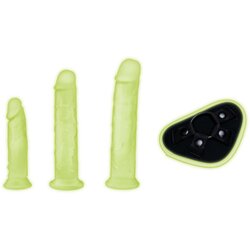 Whipsmart Glow in the Dark 4pc Pegging Kit with 6" & 7.5" & 8,5" Dildos Cene