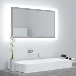 vidaXL LED kupaonsko ogledalo siva boja betona 80 x 8,5 x 37 cm drvo Cijene