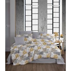 SERRA grey greywhiteyellow ranforce single xl quilt cover set (de) Cene