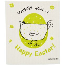 OWOSCHFETZN Spužvasta krpa "Happy Easter Henne Berta" - Zelena Cene