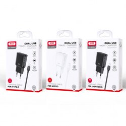 XO - L92C punjač sa dva usb-a sa Iphone kablom 2.4A Crni Cene