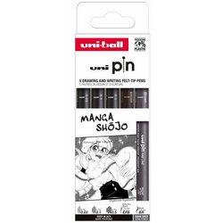 UNI ball Uni pin set 0,03/0,1/0,5/EFB, tamno sivi BR mm crni Manga Shojo 5/1 Cene