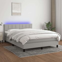  Krevet box spring s madracem LED svjetlosivi 140x190 cm tkanina Cijene