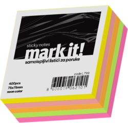 Mark IT Kocka samolepljivi listići Mark 400lis, 75x75mm mix NEON Cene