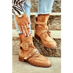Kesi Women's Lu Boo Ankle Boots Suede Camel Rock Girl Cutout Cene