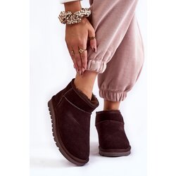 Kesi Damskie Zamszowe Niskie Śniegowce Brązowe Shelie Cijene