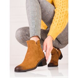 VINCEZA Brown women's ankle boots on a low post Vinceza Cene