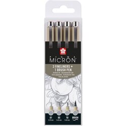  Set tehničkih olovaka Sakura Pigma Micron 3 fineliners a brush pen | sive nijanse () KORIŠTENO Cijene