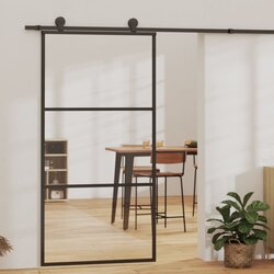 vidaXL Drsna vrata z opremo ESG steklo in aluminij 102x205 cm Cene