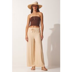  Women's Latte Cotton Viscose Palazzo Trousers Cijene