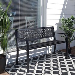 ProGarden Roma metalna vrtna klupa za dvije osobe 119 × 50 × 75 cm – crna Cene