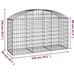  Gabionska košara s lukom 150x50x80/100 cm pocinčano željezo Cijene