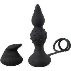 Rebel RC Butt Plug with Cock & Ball Rings Black Cene
