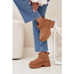 Boto Ladies Low Slip On Insulated Snow Boots With Fur Camel Mavelle Cene