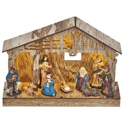  Božične jaslice lesene, 19 cm, 3x AA, notranje, topla bela, časovnik Cene