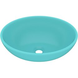 Maison Chic Razkošen Umivalnik - Kopalna umivalnik - Lavabo ovalen mat svetlo zelen 40x33 cm keramičen, (21684955) Cene