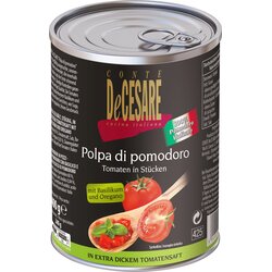 Conte de Cesare Paradižnik v kosih z baziliko in origanom - 400 g Cene