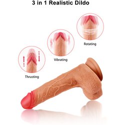 Paloqueth Realistic Dildo Vibrator with with 5 Shocks & Rotations Skin Cene