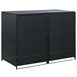 Poli Ukrasna Kutija od Poliratana za 2 Kante za Otpad Crna 148x80x111 cm Cijene