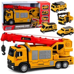 Truck with Crane and Vehicle Transporter Lights Sounds Yellow Cene