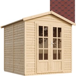 Timbela Lesena vrtna hiša - H233x233x222 cm/4 m² - Vrtna pisarna s podom in bitumenskimi ploščicami - M351FB+H351FBRED, (21999123) Cene