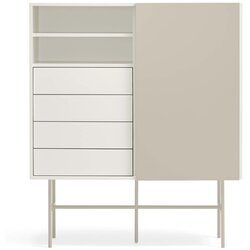 Teulat Bež/kremno bela visoka komoda z drsnimi vrati 120x140 cm Nube – Cene