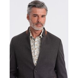 Ombre Men's melange rayon jacket with stand-up collar - black melange Cijene