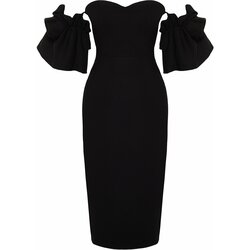 Trendyol Black Rose Accessory Woven Elegant Evening Dress Cene