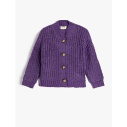 Koton Knitted Cardigan Button Closure Long Sleeve Round Stand Collar Cene