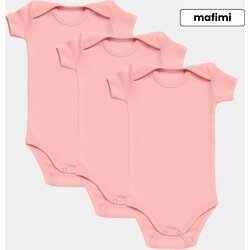Mafimi Pamučni Bodići kratak rukav za bebe i decu set od 3 - puder Cene