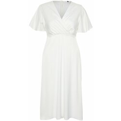 Trendyol curve white satin woven plus size dress Cene