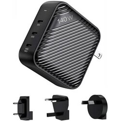 Invzi GanHub 3x USB-C omrežni polnilnik, 140 W, EU/UK/AU/US (črn) Cene