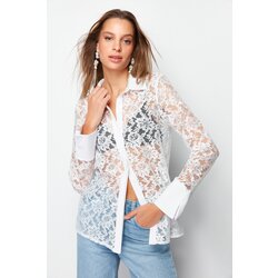 Trendyol White Unlined Lace Shirt Cene