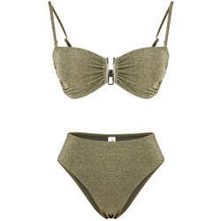 Trendyol Khaki Plain Strapless Accessory Glitter High Waist High Leg Brazilian Bikini Set Cijene