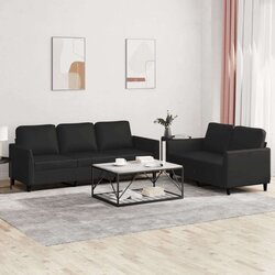  2-dijelni set sofa s jastucima crni od umjetne kože Cijene