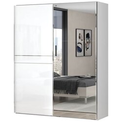 Jela omara piano z drsnimi vrati in ogledalom 180 cm (ve barv)-bela Cene
