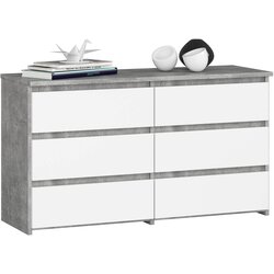 AKORD Cl100 Komoda, 6 Predalov, Beton/Bela, (5000332196) Cene