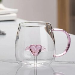CUTE&COOL HOME staklena šolja sa srcem, 400ml Cene