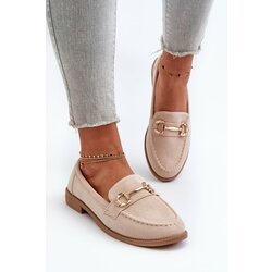 Kesi Women's flat-heeled loafers with beige aviole embellishment Cene