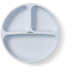 BabyOno Silikonski okrogel krožnik z razdelki in vakuumom 6 m+, moder Cene